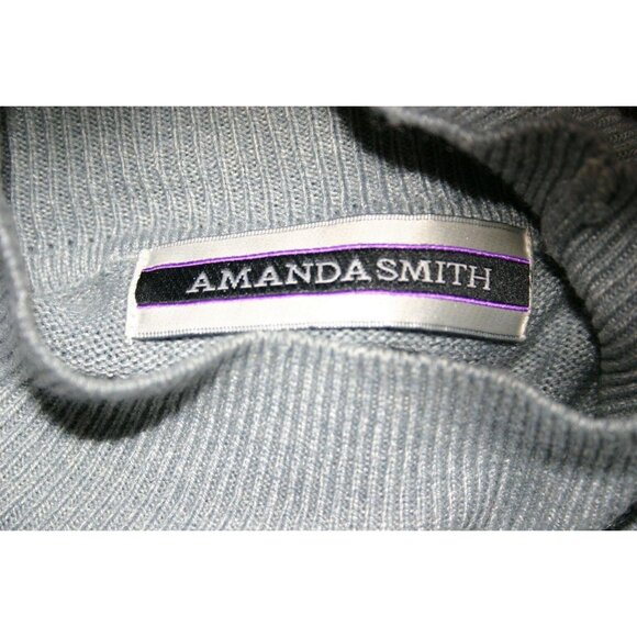 Amanda Smith Womens Colorblock Gray Blue Turtleneck Sweater Long Sleeve Medium - Picture 5 of 5
